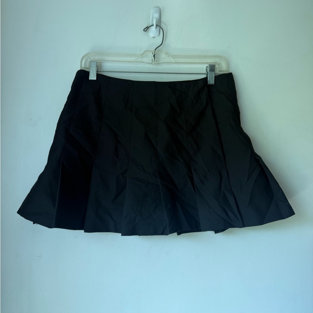 Zara Black Pleated Wrap Mini Skirt